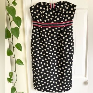 Anthropologie Maeve Peppered PolkaDot Strapless Sheath Dress Womens Size 4 Retro